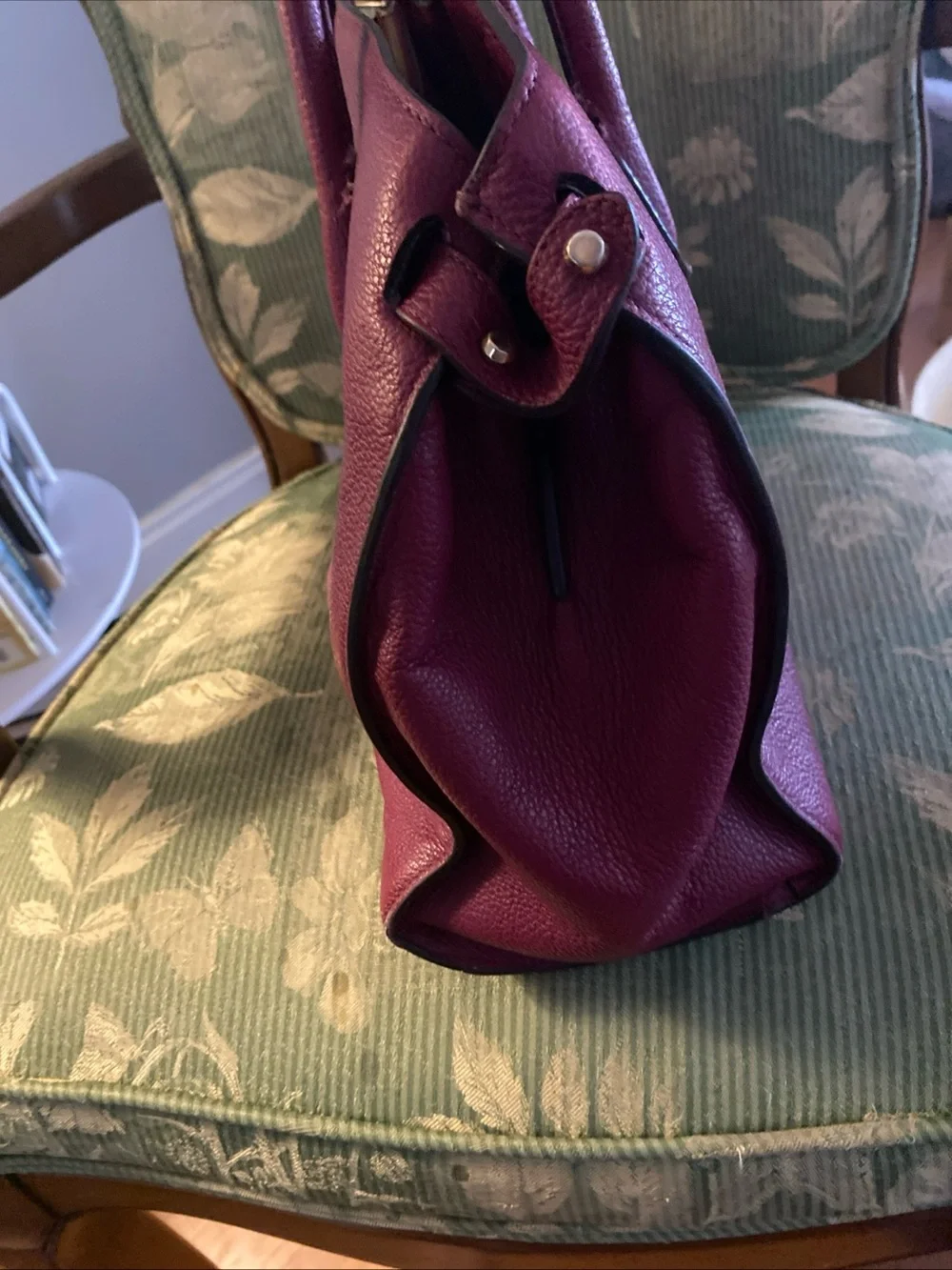 Furla Burgundy Leather Top-Handle Tote